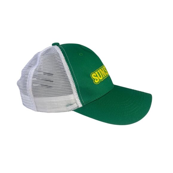 Sunshine Embroidered Trucker Hat Green White Snapback Mesh Adjustable - Picture 2 of 6